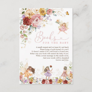 Floral Fairy Garden Party Boeken voor Baby shower Informatiekaartje