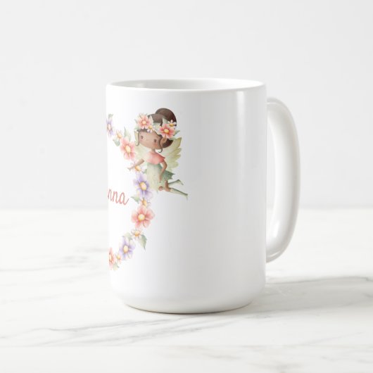 Floral Fairy Mok met aangepaste naam (Voorkant rechts)