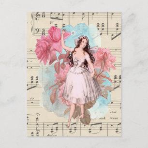 Floral  Fairy Music Ballerina Dancer Briefkaart