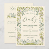 Floral Fairytale Boek Baby shower Uitnodiging (Voorkant / Achterkant)