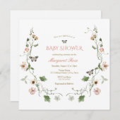 Floral Fairytale Garden Baby shower Invitation (Devant / Derrière)