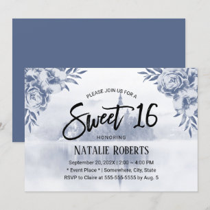 Floral Fairytale Misty Lake Sweet 16 Kaart