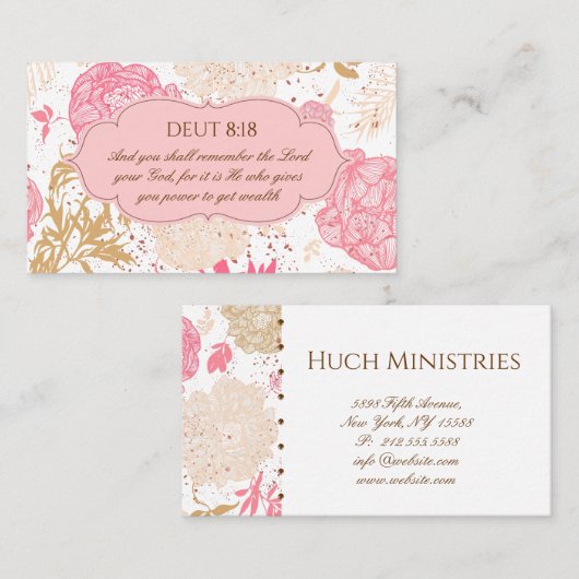 Floral Faith Christelijke scripts Visitekaartje (Voorkant / Achterkant)