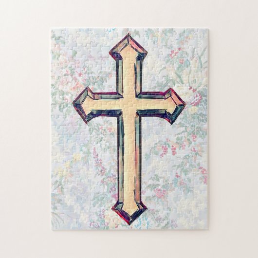 Floral Faith Cross Puzzle Legpuzzel (Verticaal)