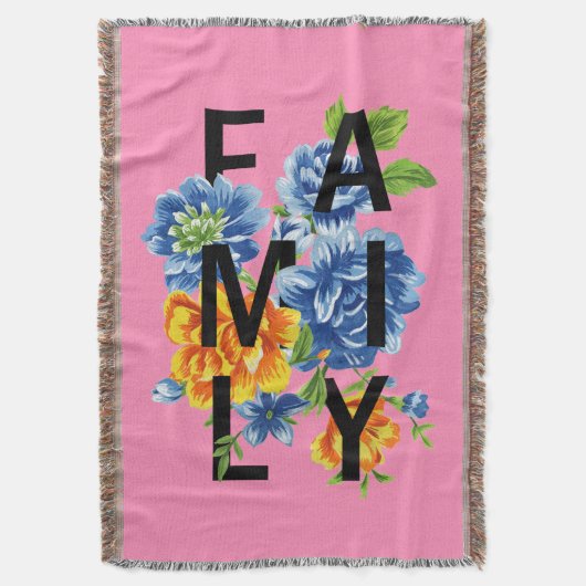 Floral Family Quote Deken (Voorkant Verticaal)