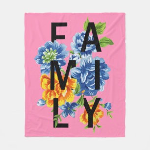 Floral Family Quote Fleece Deken