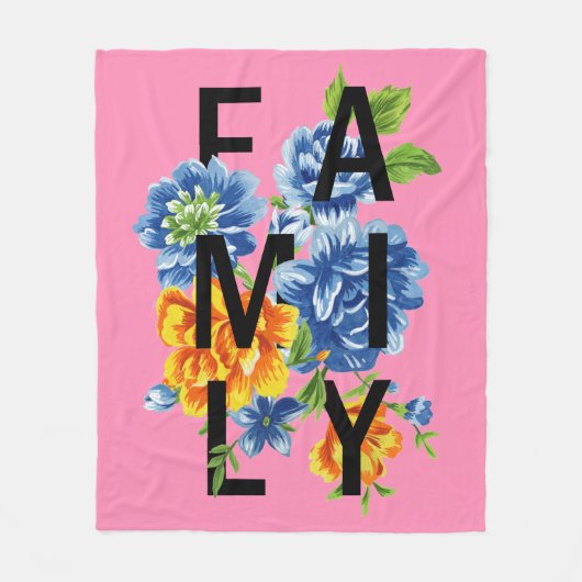 Floral Family Quote Fleece Deken (Voorkant)