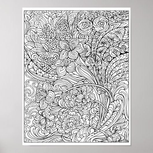 Floral Fancy Coloring Poster (Voorkant)
