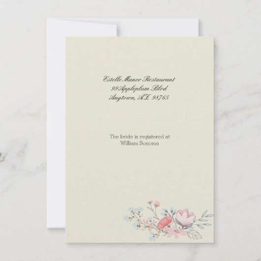 Floral Fancy Frame Nuptiale Douche invitation (Dos)