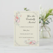 Floral Fancy Frame Nuptiale Douche invitation (Debout devant)