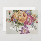 Floral Fancy Uitnodiging Briefkaart (Voorkant / Achterkant)