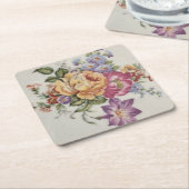 Floral Fancy Vierkante Kartonnen Onderzetter (Schuin)