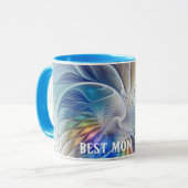 Floral Fantasy, Abstracte fractale bloem Beste mam Mok (Voorkant links)