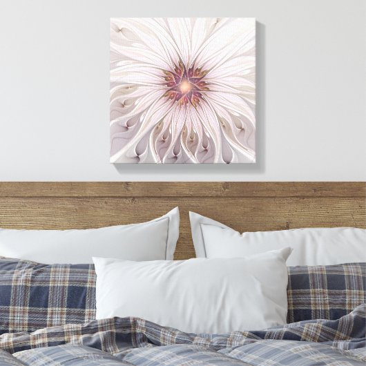 Floral Fantasy, Abstracte moderne deegbloem Canvas Afdruk (Insitu (Slaapkamer))