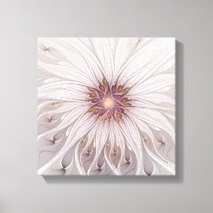 Floral Fantasy, Abstracte moderne deegbloem Canvas Afdruk