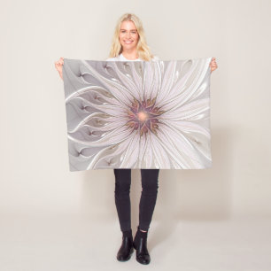 Floral Fantasy, Abstracte moderne deegbloem Fleece Deken