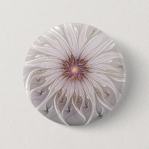 Floral Fantasy, Abstracte moderne deegbloem Ronde Button 5,7 Cm