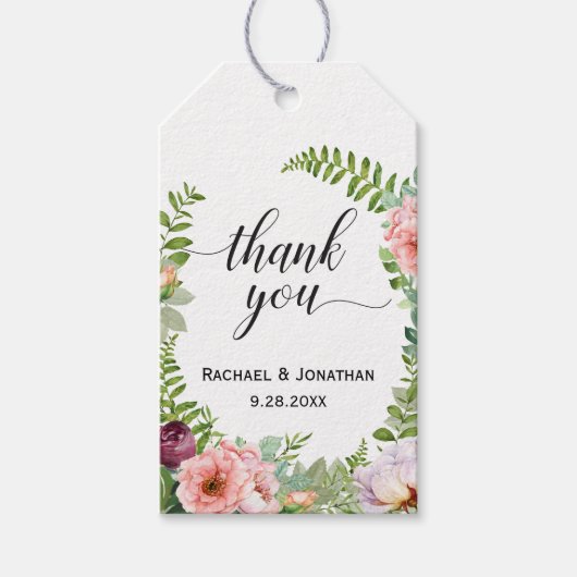 Floral Fantasy bruiloft gunst dank u Cadeaulabel (Voorkant)