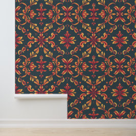 Floral Fantasy: Elegant herfst-geïnspireerd patroo Behang