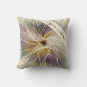 Floral Fantasy Gold Eggplant Abstracte Art Name Kussen
