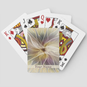 Floral Fantasy Gold Eggplant Abstracte Art Name Pokerkaarten