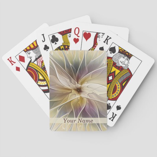 Floral Fantasy Gold Eggplant Abstracte Art Name Pokerkaarten (Achterkant)