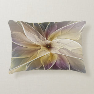 Floral Fantasy Gold Eggplant Abstracte fractale ku Accent Kussen