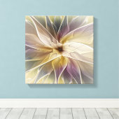 Floral Fantasy Gold Eggplant Abstracte fractale ku Canvas Afdruk (Insitu (Houten vloer))