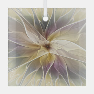 Floral Fantasy Gold Eggplant Abstracte fractale ku Glas Ornament