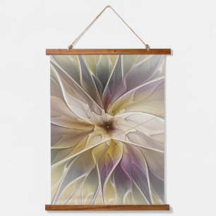 Floral Fantasy Gold Eggplant Abstracte fractale ku Hangend Wandkleed
