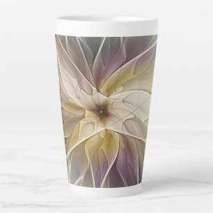 Floral Fantasy Gold Eggplant Abstracte fractale ku Latte Mok