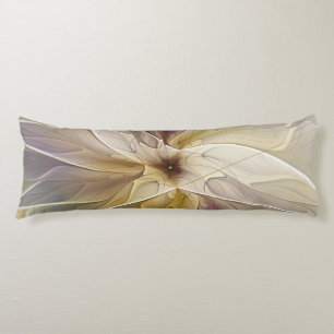 Floral Fantasy Gold Eggplant Abstracte fractale ku Lichaamskussen