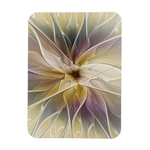 Floral Fantasy Gold Eggplant Abstracte fractale ku Magneet