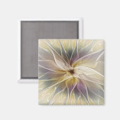Floral Fantasy Gold Eggplant Abstracte fractale ku Magneet (Voorkant / Achterkant)