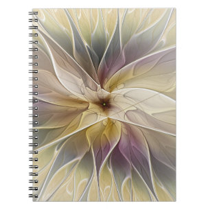 Floral Fantasy Gold Eggplant Abstracte fractale ku Notitieboek