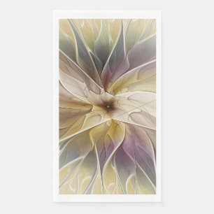 Floral Fantasy Gold Eggplant Abstracte fractale ku Servet