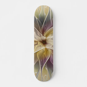 Floral Fantasy Gold Eggplant Abstracte fractale ku Skateboard