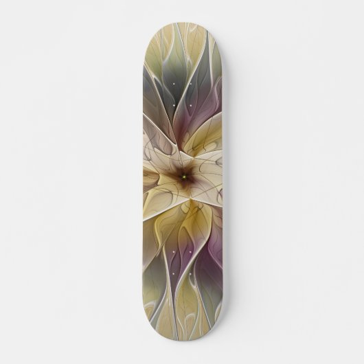 Floral Fantasy Gold Eggplant Abstracte fractale ku Skateboard (Voorkant)