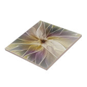 Floral Fantasy Gold Eggplant Abstracte fractale ku Tegeltje (Zijkant)