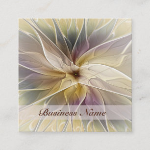 Floral Fantasy Gold Eggplant Abstracte fractale ku Vierkante Visitekaartje