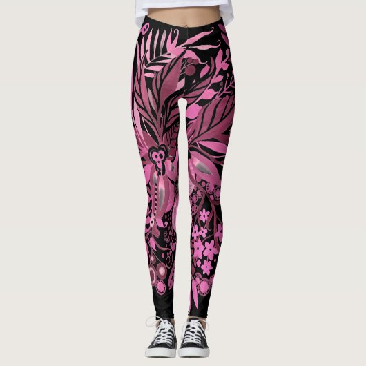 Floral Fantasy Hot Pink Leggings (Voorkant)