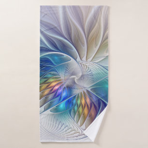 Floral Fantasy, kleurrijke Abstracte fractale bloe Badhanddoek