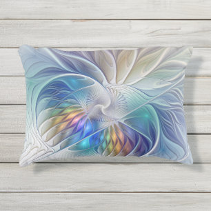 Floral Fantasy, kleurrijke Abstracte fractale bloe Buitenkussen