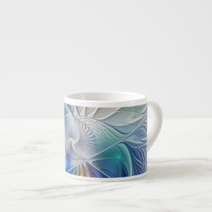 Floral Fantasy, kleurrijke Abstracte fractale bloe Espresso Kop