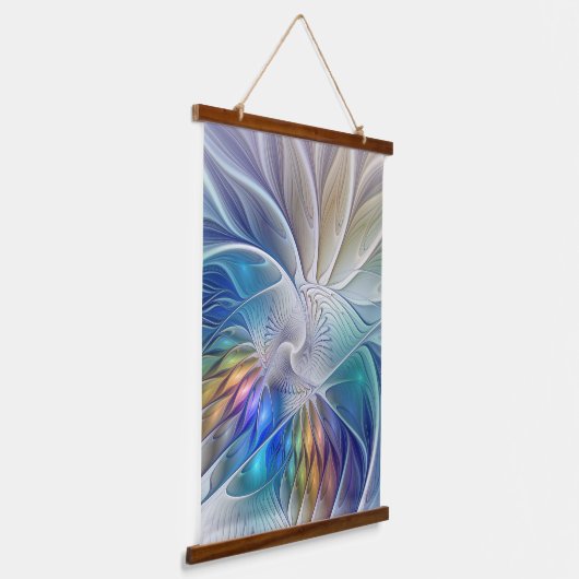 Floral Fantasy, kleurrijke Abstracte fractale bloe Hangend Wandkleed (Gebogen)