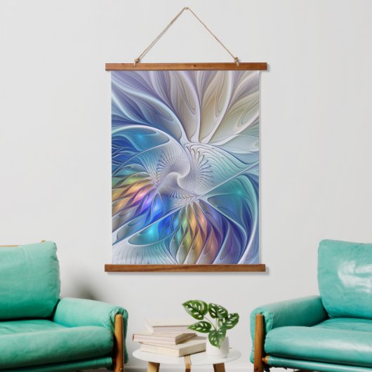 Floral Fantasy, kleurrijke Abstracte fractale bloe Hangend Wandkleed (Woonkamer)