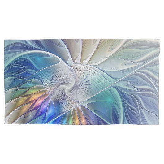 Floral Fantasy, kleurrijke Abstracte fractale bloe Kussensloop (Voorkant)