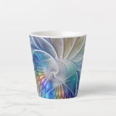 Floral Fantasy, kleurrijke Abstracte fractale bloe Latte Mok (Voorkant)