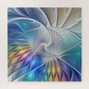 Floral Fantasy, kleurrijke Abstracte fractale bloe Legpuzzel