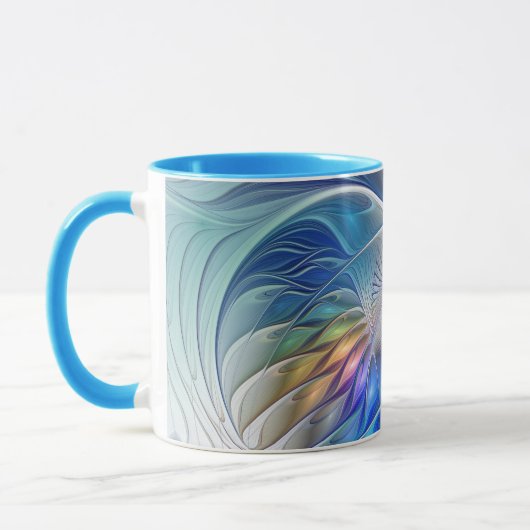Floral Fantasy, kleurrijke Abstracte fractale bloe Mok (Links)